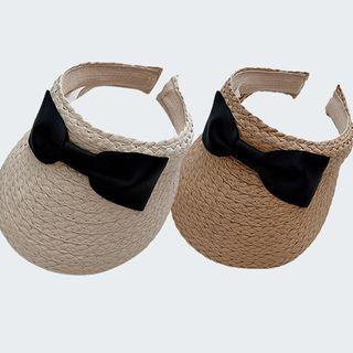 Bow-accent Straw Visor Hat