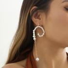 Faux Pearl Alloy Dangle Earring 2627 - 1 Pair - Gold - One Size