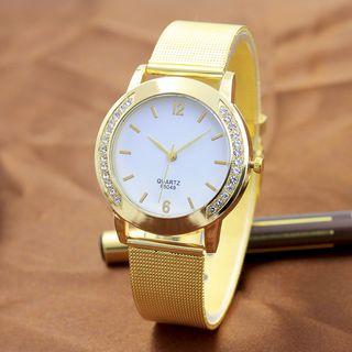 Rhinestone Milanese Strap Watch Gold - One Size