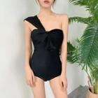 One-shoulder Twist-front Swimsuit