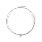 Heart Faux Pearl Stainless Steel Necklace Silver - One Size