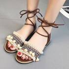 Patterned Lace-up Sandals