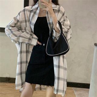 Long-sleeve Oversize Gingham Shirt