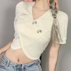Short-sleeve Butterfly Accent Crop Top