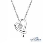 Verse Of Precious Heart Collection - 18k White Gold Ribbon Heart-shaped Diamond Solitaire Pendant Necklace (16)