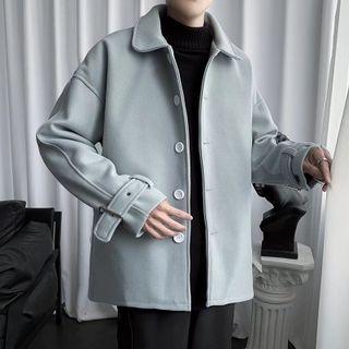 Long-sleeve Plain Single Breasted Woolen Jacket