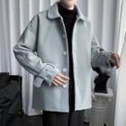 Long-sleeve Plain Single Breasted Woolen Jacket