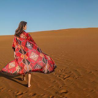 Printed Long Light Jacket Print - Black & Red - One Size