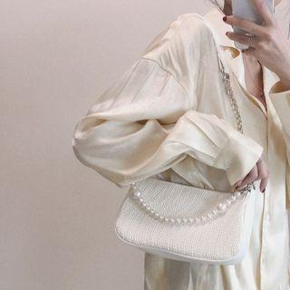 Faux Pearl Strap Crossbody Bag White - One Size