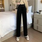 Velvet High-waist Pants Black - One Size