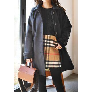 Flap-pocket Wool Blend Mac Coat
