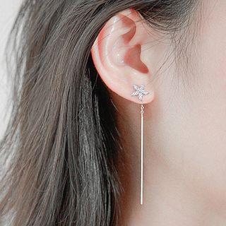 925 Sterling Silver Starfish Bar Dangle Earring As Shown In Figure - One Size