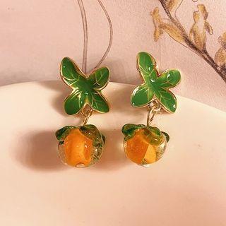 Orange Glass Dangle Earring