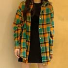 Long-sleeve Plaid Shirt Plaid - As Shown In Figure - One Size