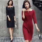 3/4 Sleeve Notched Dress