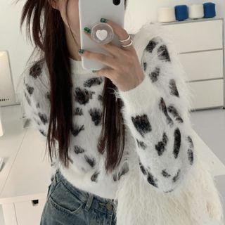 Leopard Sweater White - One Size