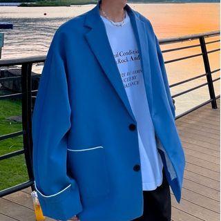 Notch Lapel Contrast Trim Blazer