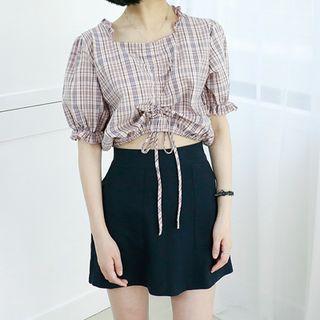 Petite Size Elasticized-waist Linen-blend Shorts