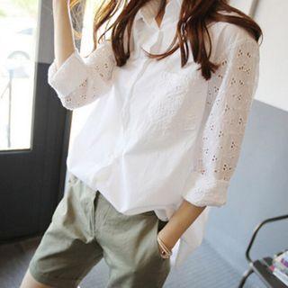 Eyelet Lace Long-sleeve Shirt