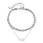 Numerical Pendant Chunky Chain Layered Choker Necklace