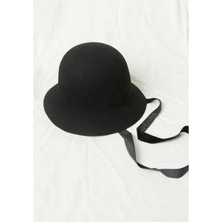 Beribboned Wool Blend Cloche Hat