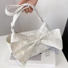 Faux Pearl Chain Bow Fabric Shoulder Bag