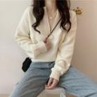 Plain Half-zip Cropped Sweater