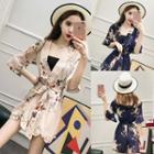 Long-sleeve Floral Chiffon Playsuit