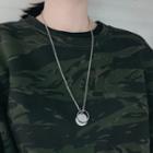 Disc & Hoop Pendant Stainless Steel Necklace Silver - 65cm