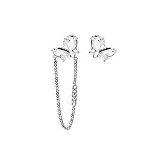 Asymmetrical Heart Earring E3818-2 - 1 Pair - Silver - One Size