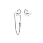 Asymmetrical Heart Earring E3818-2 - 1 Pair - Silver - One Size