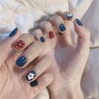 Flower Polka Dot Faux Nail Tips 64 - Glue - Red & Blue - One Size