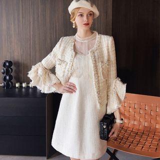 Tweed Open Front Jacket / Mini Skirt