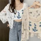 Flower Embroidered Cropped Camisole Top / Cardigan