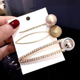 Set Of 3: Faux Pearl Hair Clip (assorted Designs)