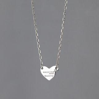 Heart Lettering Pendant Sterling Silver Necklace S925 Silver Necklace - One Size