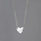 Heart Lettering Pendant Sterling Silver Necklace S925 Silver Necklace - One Size