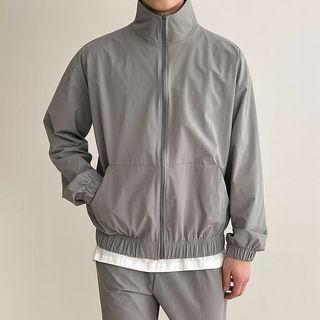 High-neck Banded-hem Windbreaker