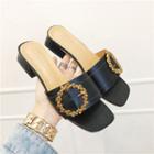 Block-heel Hoop-accent Sandals