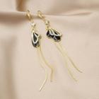 Wings Rhinestone Fringed Earring 1 Pair - E2949 - Gold & Black - One Size