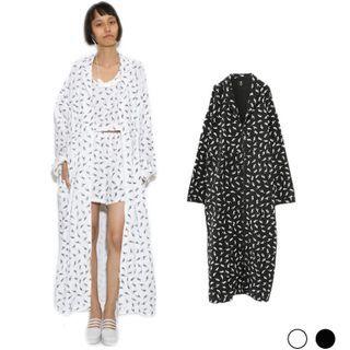 All Over Print Long Coat White - One Size
