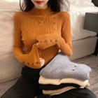 Long-sleeve Button Detail Knit Top