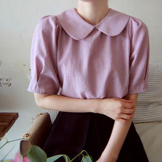 Round-collar Puff-sleeve Top