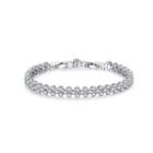 Simple Bright Geometric Bracelet With Cubic Zirconia Silver - One Size