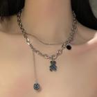 Layered Charm Necklace Silver - One Size
