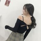 Off-shoulder Cutout Long-sleeve Top