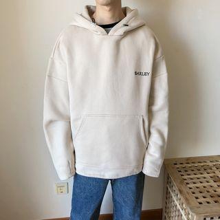 Letter Embroidered Drawcord Hoodie