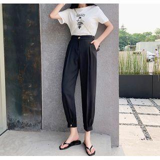 High-waist Button-cuff Harem Pants