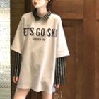 Mock Two-piece Printed Tee As Shown In Figure - One Size