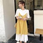 Set: Short-sleeve T-shirt + Midi Pinafore Dress